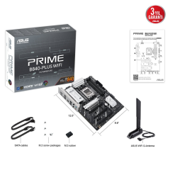 ASUS PRIME B840-PLUS WI-FI, 4xDDR5, 3x M.2, HDMI, DP, Type-C, WI-FI 6E, Bluetooth 5.3, AM5 Soket GAMING Anakart