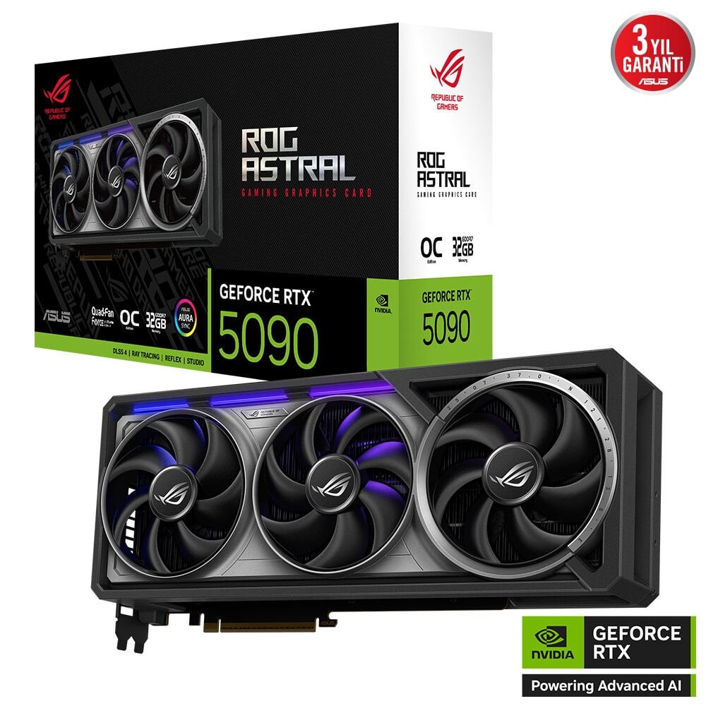 ASUS ROG-ASTRAL-RTX5090-O32G-GAMING 32GB Geforce RTX5090 GDDR7 512bit 2xHDMI 3xDP 16x Ekran Kartı (ARGB)