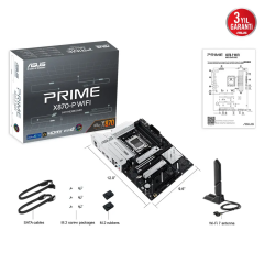 ASUS PRIME X870-P WIFI, 4xDDR5, 4xM.2, HDMI, DP, Type-C, Wi-Fi 7, Bluetooth v5.4, AM5 Soket GAMING Anakart