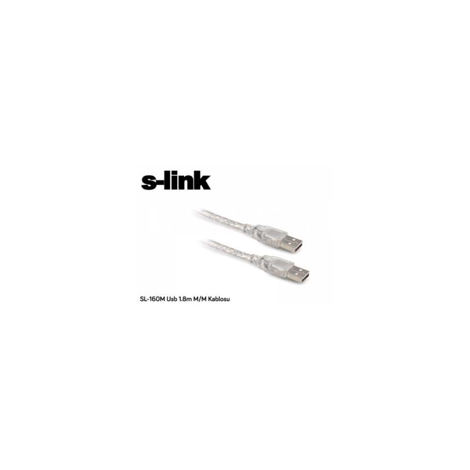 S-LINK SL-160M, İki Ucu Erkek M/M USB Kablosu, USB To USB 2.0 KABLO, 1.8mt