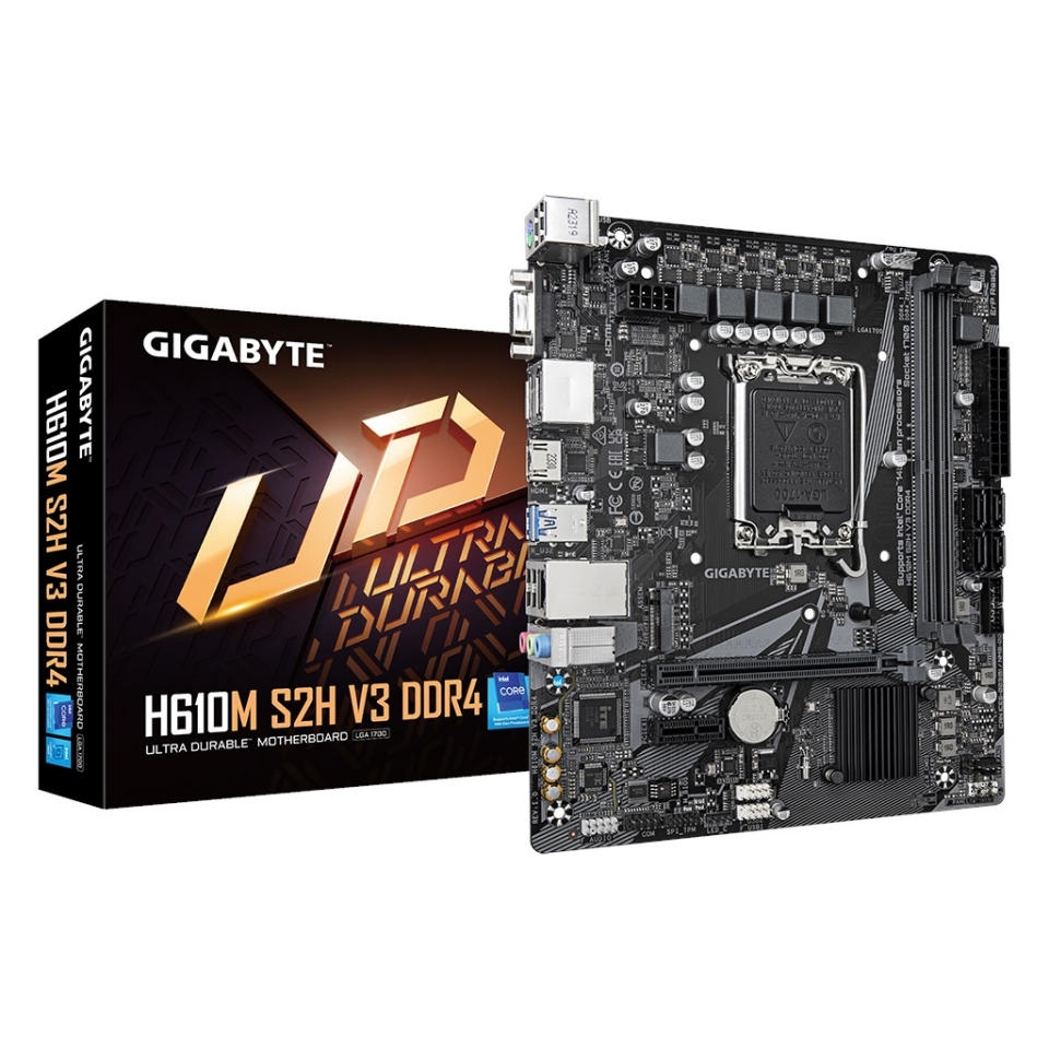 GIGABYTE H610M S2H V3, DDR4, rev1.0, 2xDDR4, M.2, D-SUB, HDMI, DP, 12-13.14.Nesil, LGA1700 Soket, Anakart