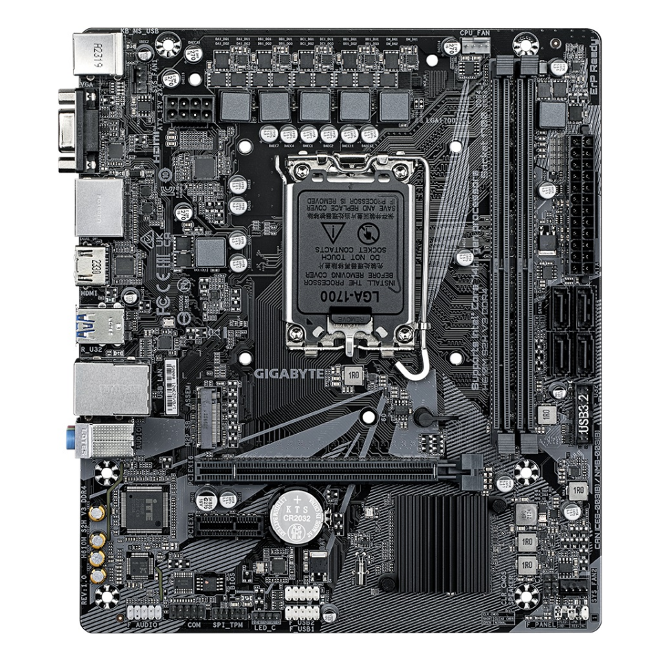 GIGABYTE H610M S2H V3, DDR4, rev1.0, 2xDDR4, M.2, D-SUB, HDMI, DP, 12-13.14.Nesil, LGA1700 Soket, Anakart