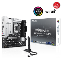 ASUS PRIME Z890M-PLUS WIFI, 7600MHz, 4xDDR5 3x M.2, HDMI, DP, Type-C, Wi-Fi 7, Bluetooth 5.4, Intel Core Ultra CPU(Seri 2), LGA1851 Soket, Gaming Anakart