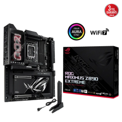 ASUS ROG MAXIMUS Z890 EXTREME, 8800MHz, 4xDDR5,  6x M.2, HDMI, 2xThunderbolt, 5xType-C, Wi-Fi 7, Bluetooth 5.4, Intel Core Ultra CPU(Seri 2), LGA1851 Soket, ARGB Gaming Anakart