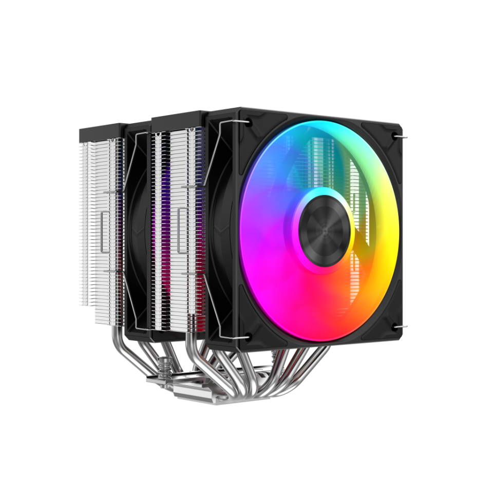 SAMA A60L, Black, 2x120mm ARGB Fan, Kule Tipi Hava Soğutma, 6 adet Gelişmiş Nikel Kaplı Bakır Isı Borusu, CPU Fan (AMD ve INTEL Tüm işlemciler ile uyumlu)