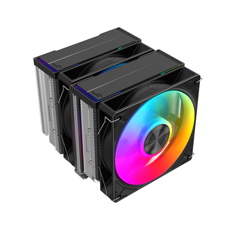 SAMA A60L, Black, 2x120mm ARGB Fan, Kule Tipi Hava Soğutma, 6 adet Gelişmiş Nikel Kaplı Bakır Isı Borusu, CPU Fan (AMD ve INTEL Tüm işlemciler ile uyumlu)