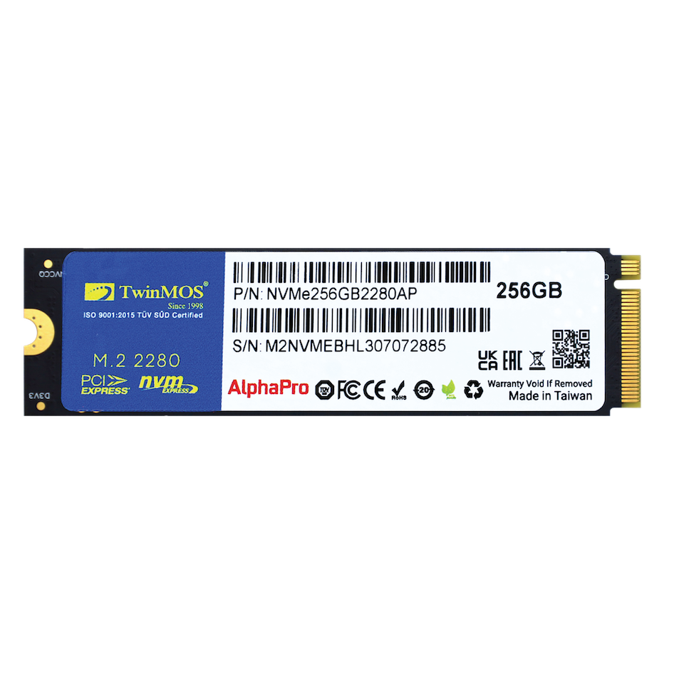 TWINMOS NVMe256GB2280AP AlphaPro M.2 256GB (3600/3250MB/s) PCIe + NVMe (3D NAND) SSD Disk (22x80MM)