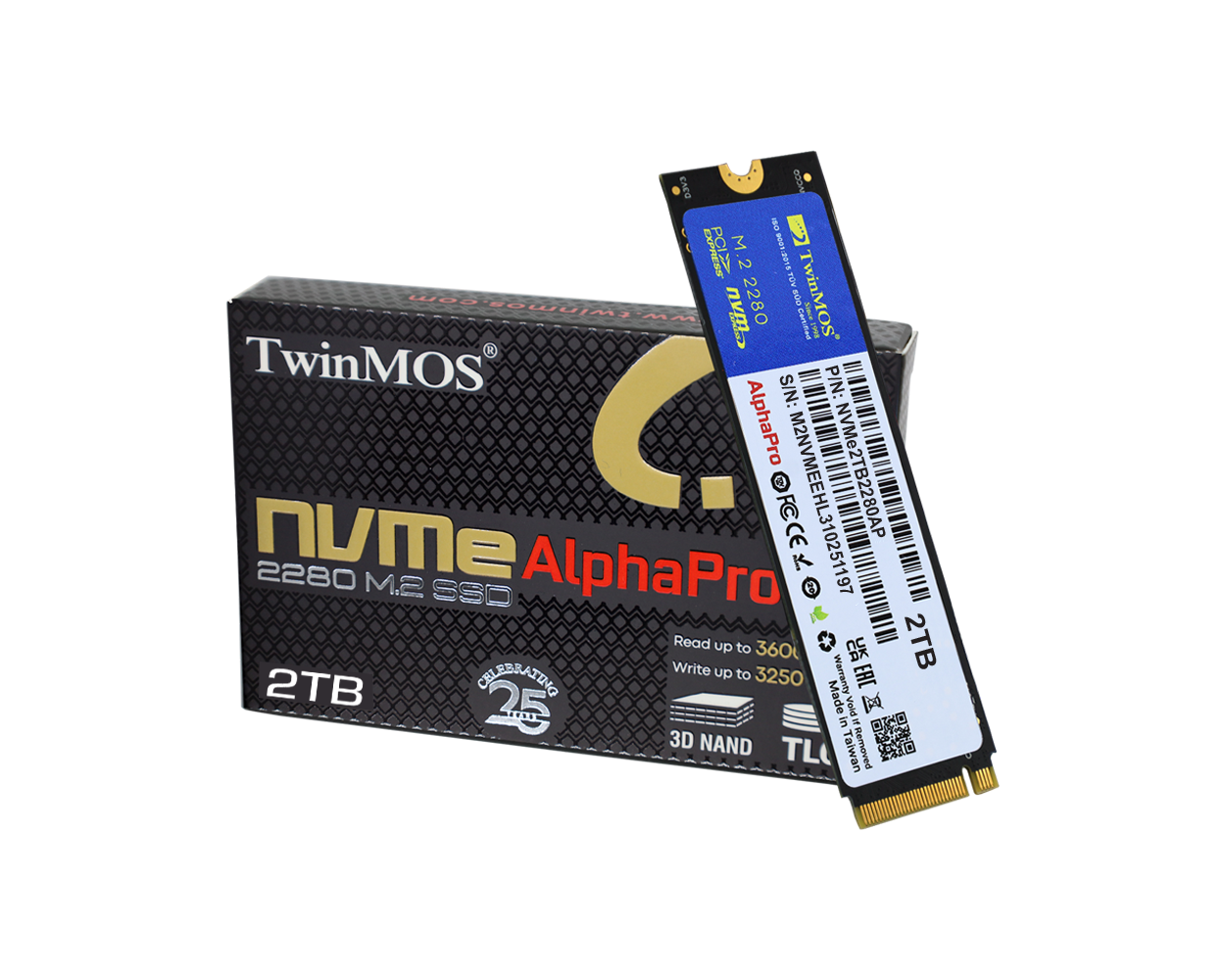 TWINMOS NVMe2TB2280AP AlphaPro M.2 2TB (3600/3250MB/s) PCIe + NVMe (3D NAND) SSD Disk (22x80MM)