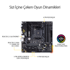 ASUS TUF GAMING B550M-PLUS, 4xDDR4, 2xM.2, HDMI,  DP, Type-C, AM4 Soket Anakart