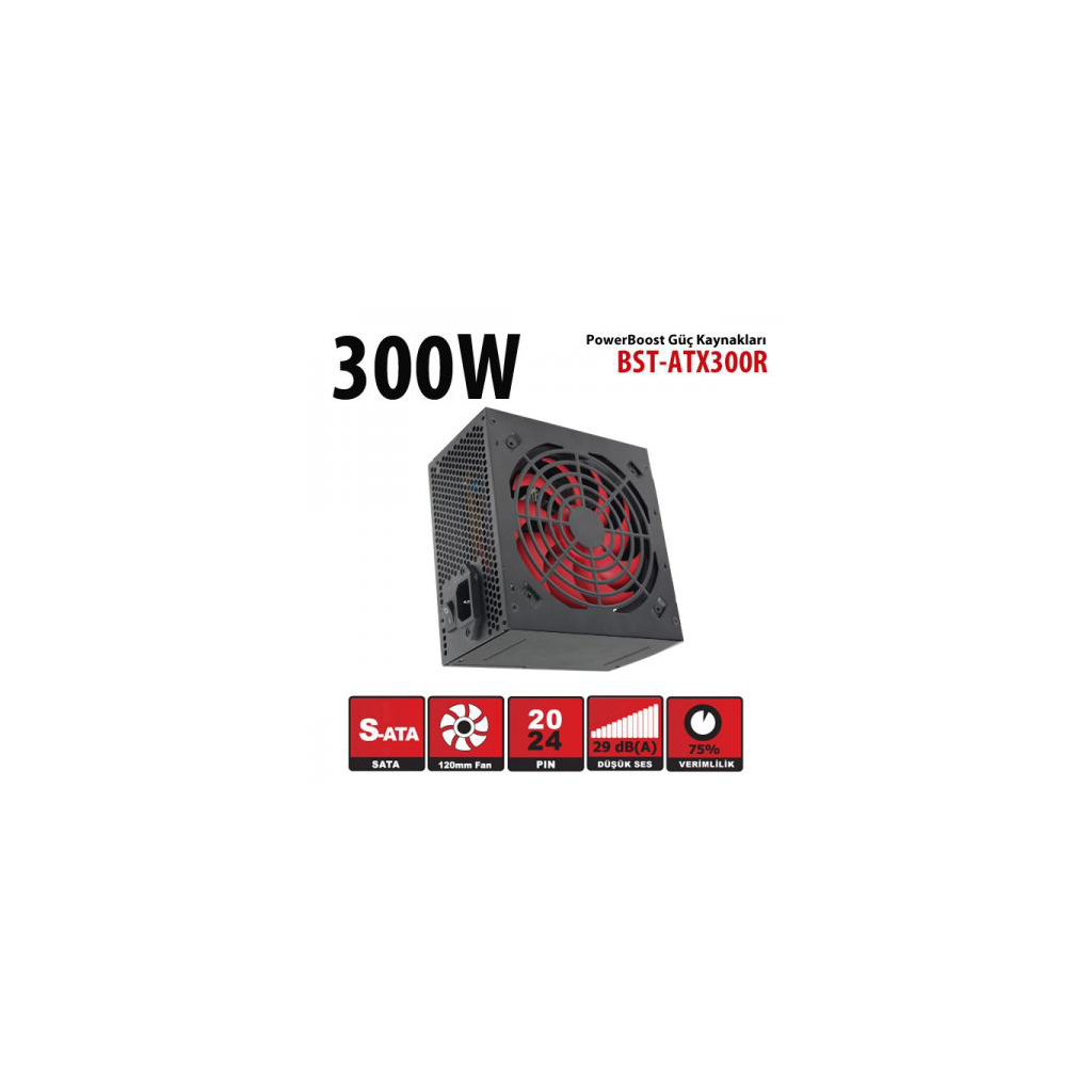 PowerBoost BST-ATX300R 300W, Sata, 12cm Fan,  BOX PSU