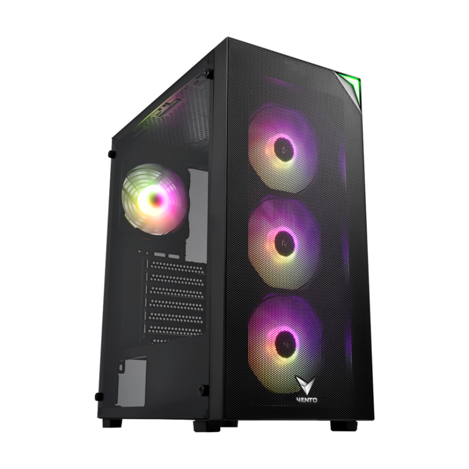 VENTO VG3400S, 650W, 80Plus, Siyah, Temperli Cam, RGB, ATX, Tower, GAMING KASA