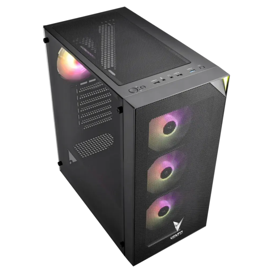 VENTO VG3400S, 650W, 80Plus, Siyah, Temperli Cam, RGB, ATX, Tower, GAMING KASA