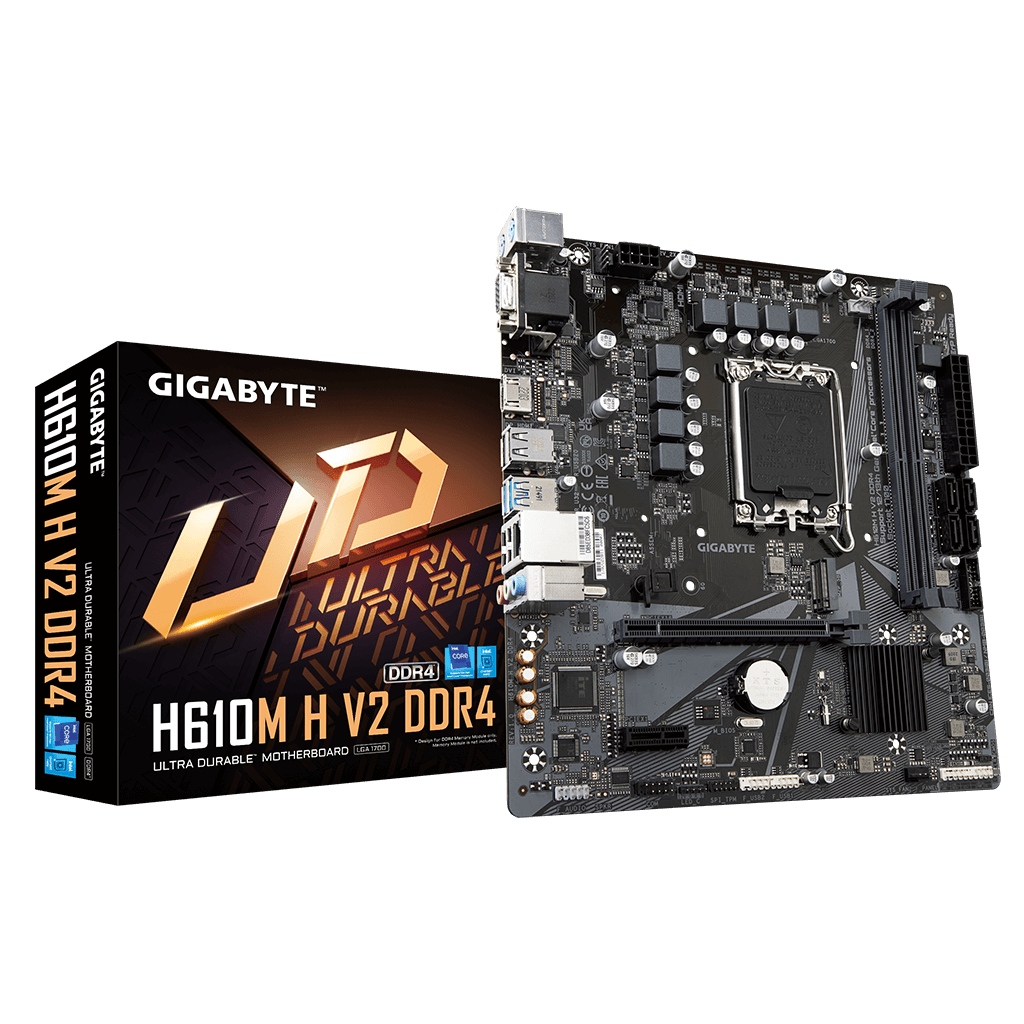 GIGABYTE H610M H V2 DDR4, rev1.0, 3200Mhz. 2xDDR4, M.2, D-SUB, HDMI, 12-13.14.Nesil, LGA1700 Soket, Anakart