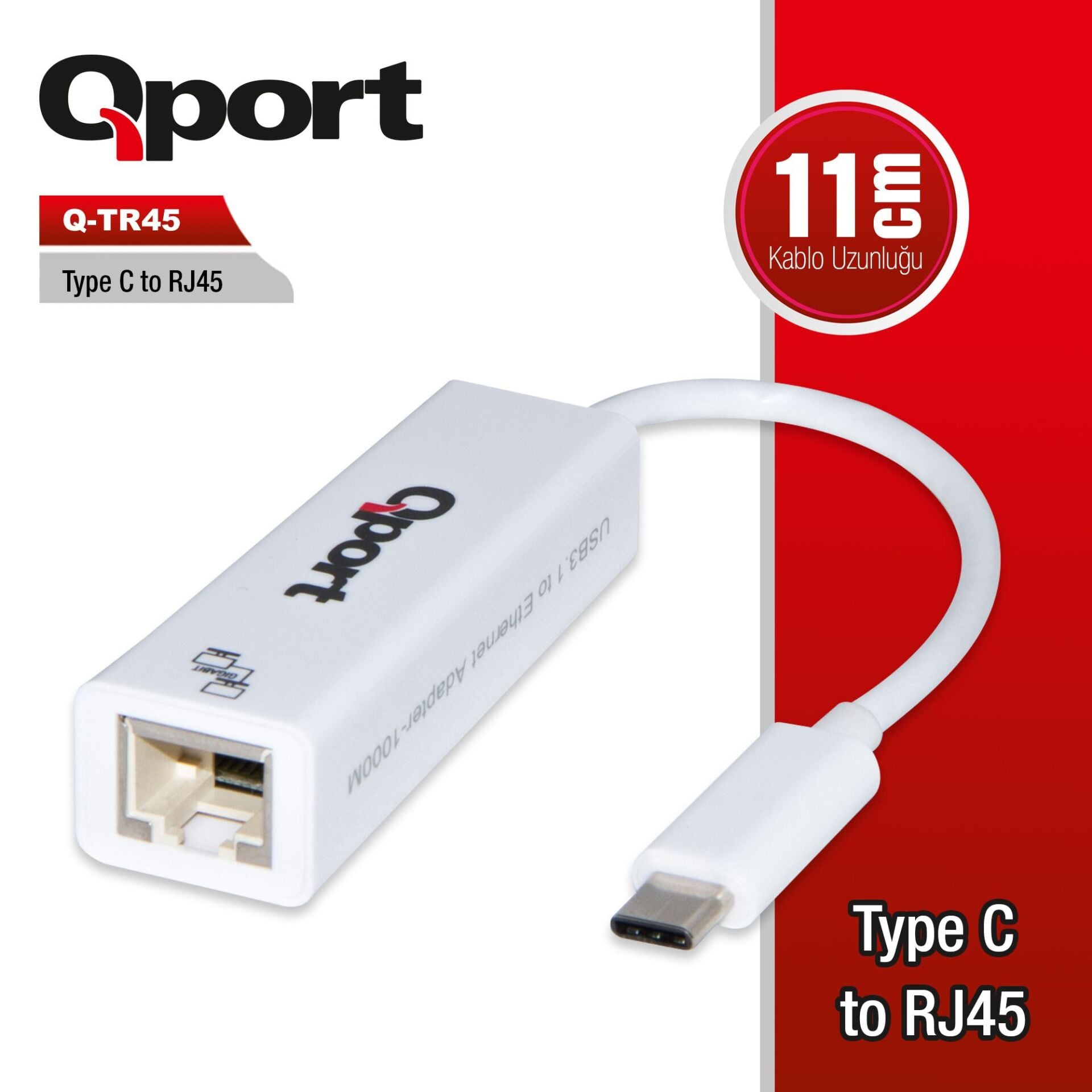 QPORT Q-TR45 TYPE-C TO RJ45 GIGABIT ETHERNET ÇEVİRİCİ ADAPTÖR