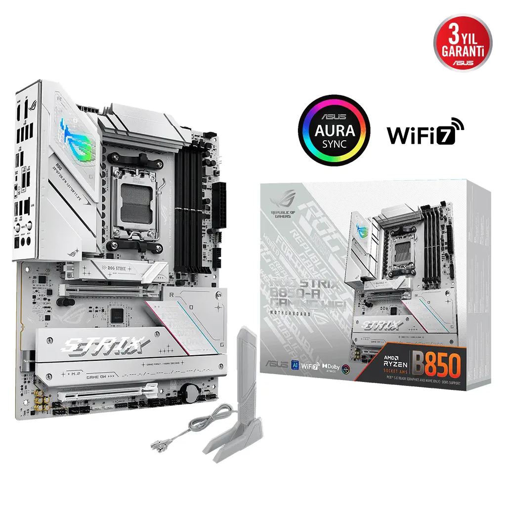 ASUS ROG STRIX B850-A GAMING WIFI, 4xDDR5, 4x M2, HDMI, DP, 2xType-C, Wi-Fi 7, Bluetooth v5.4, AM5 Soket GAMING Anakart