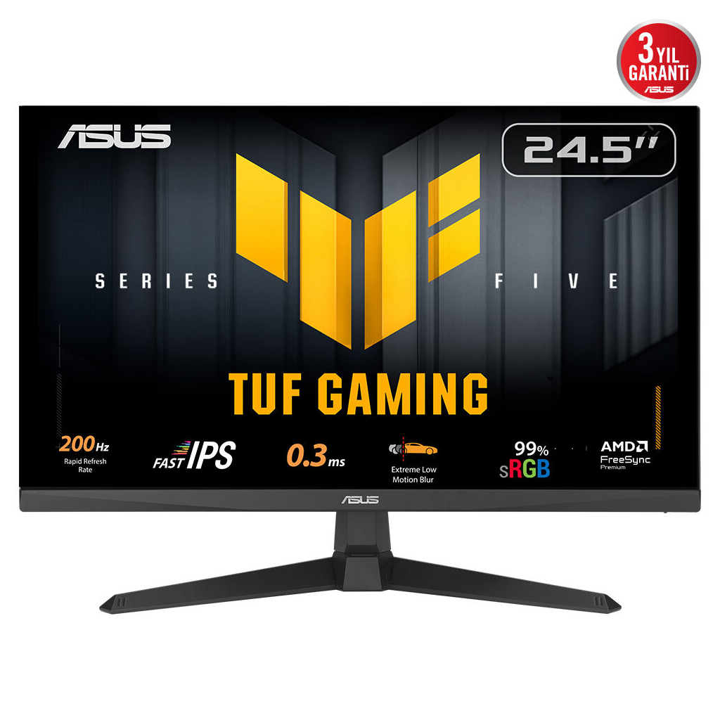 ASUS TUF GAMING VG259Q5A 24,5" 0.3ms, 200Hz, Full HD, DP, 2xHDMI, Hoparlör, IPS Panel, ELMB Sync Premium, GAMING Monitör