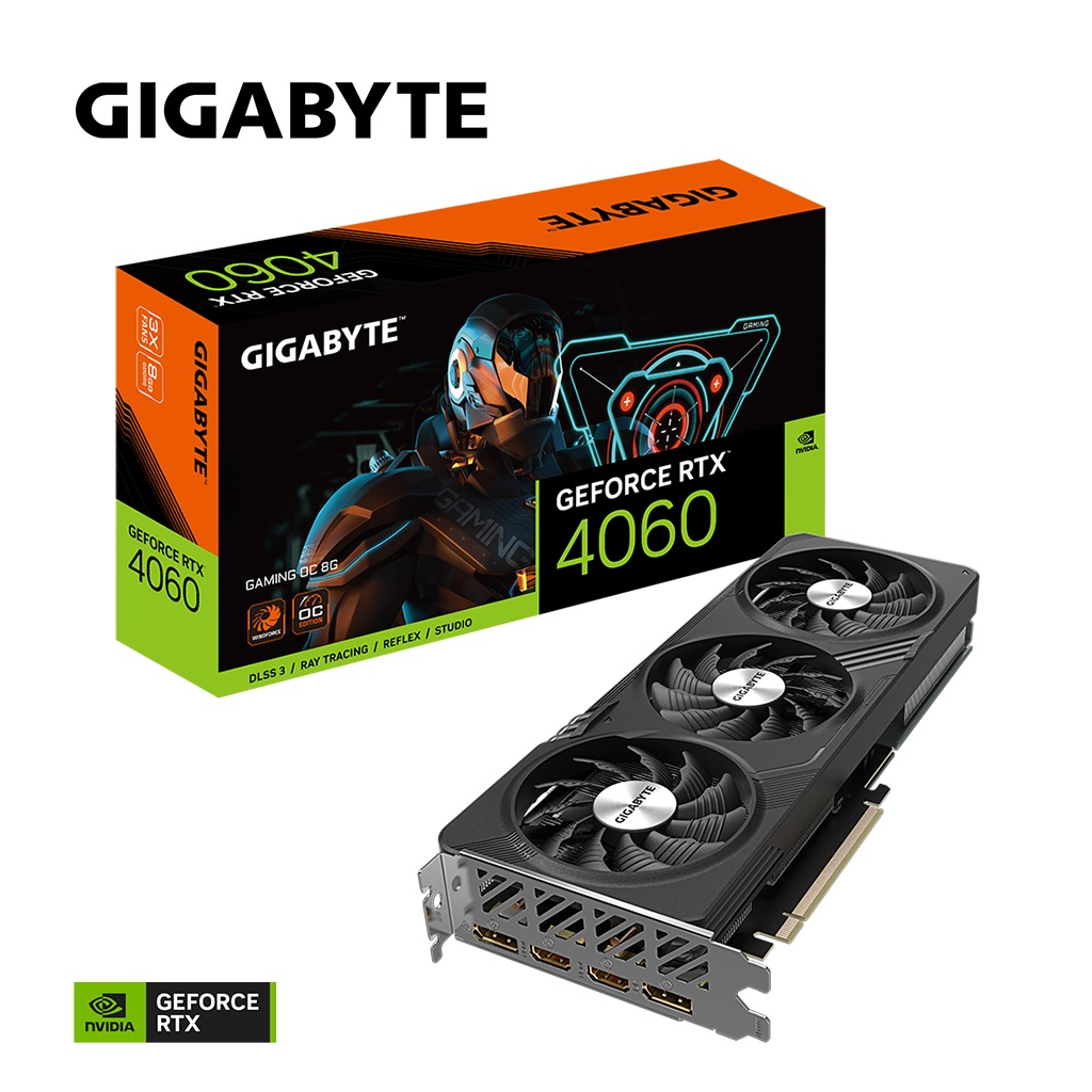 GIGABYTE GV-N4060GAMING OC-8GD, Rev.1.0, RTX4060 OC, 8Gb GDDR6, 128BIT, 3 Fanlı, 2xHDMI, 2xDP, GAMING Ekran KARTI