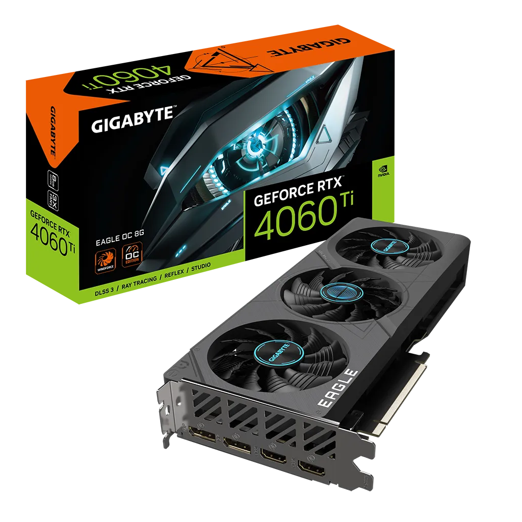 GIGABYTE GV-N406TEAGLE OC-8GD, RTX4060TI, EAGLE OC, 8Gb, GDDR6, 128BIT, 3 Fanlı, 2xHDMI, 2xDP, GAMING Ekran KARTI