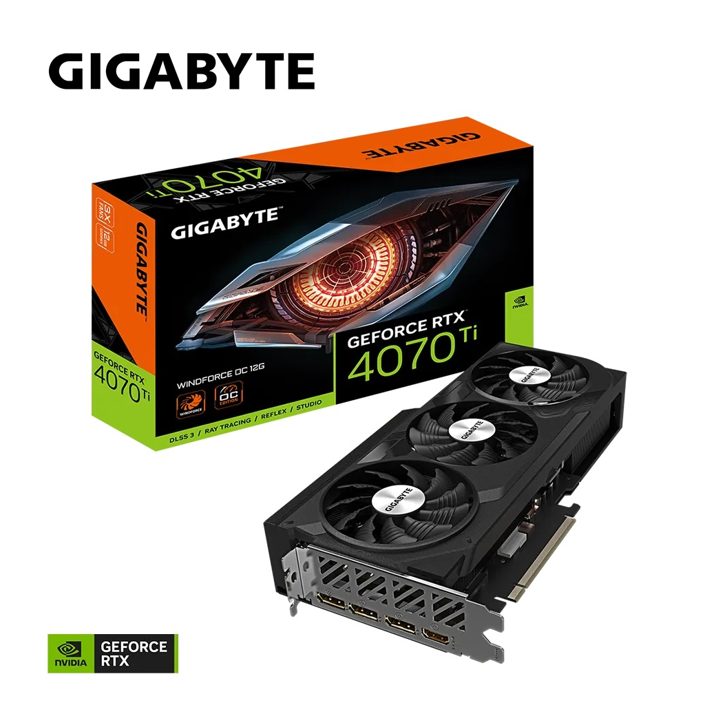 GIGABYTE GV-N407TWF3OC-12GD, RTX4070TI, WINDFORCE OC, 12Gb, GDDR6, 192BIT, 3 Fanlı, 1xHDMI, 3xDP, GAMING Ekran KARTI