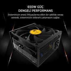 James Donkey JDP650 APFC 12CM 650W Bronze 80+ Power Supply - 3 Yıl Garantili