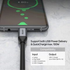 UNITEK USB-C 3.2 KABLO 1MT 10GBPS, 100W PD, 4K&60Hz (C14082ABK)